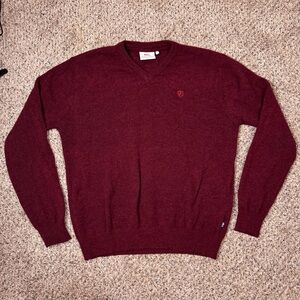 Fjallraven Shepparton Lamb Wool Port Red V-neck Sweater Men’s Large